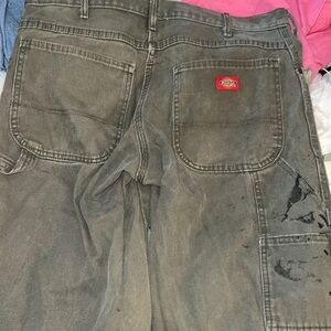 Olive green distressed work pants